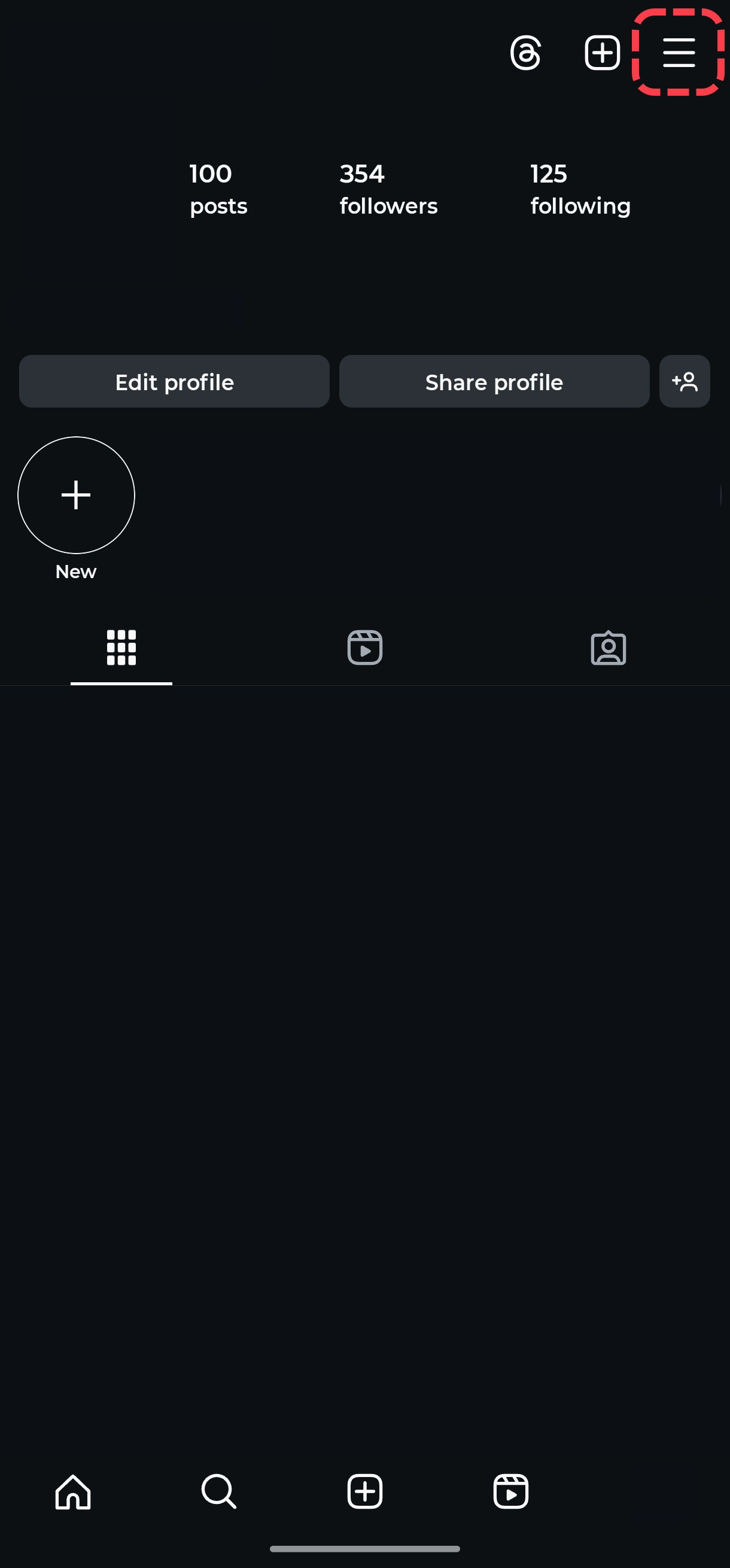 Instagram Settings Menu