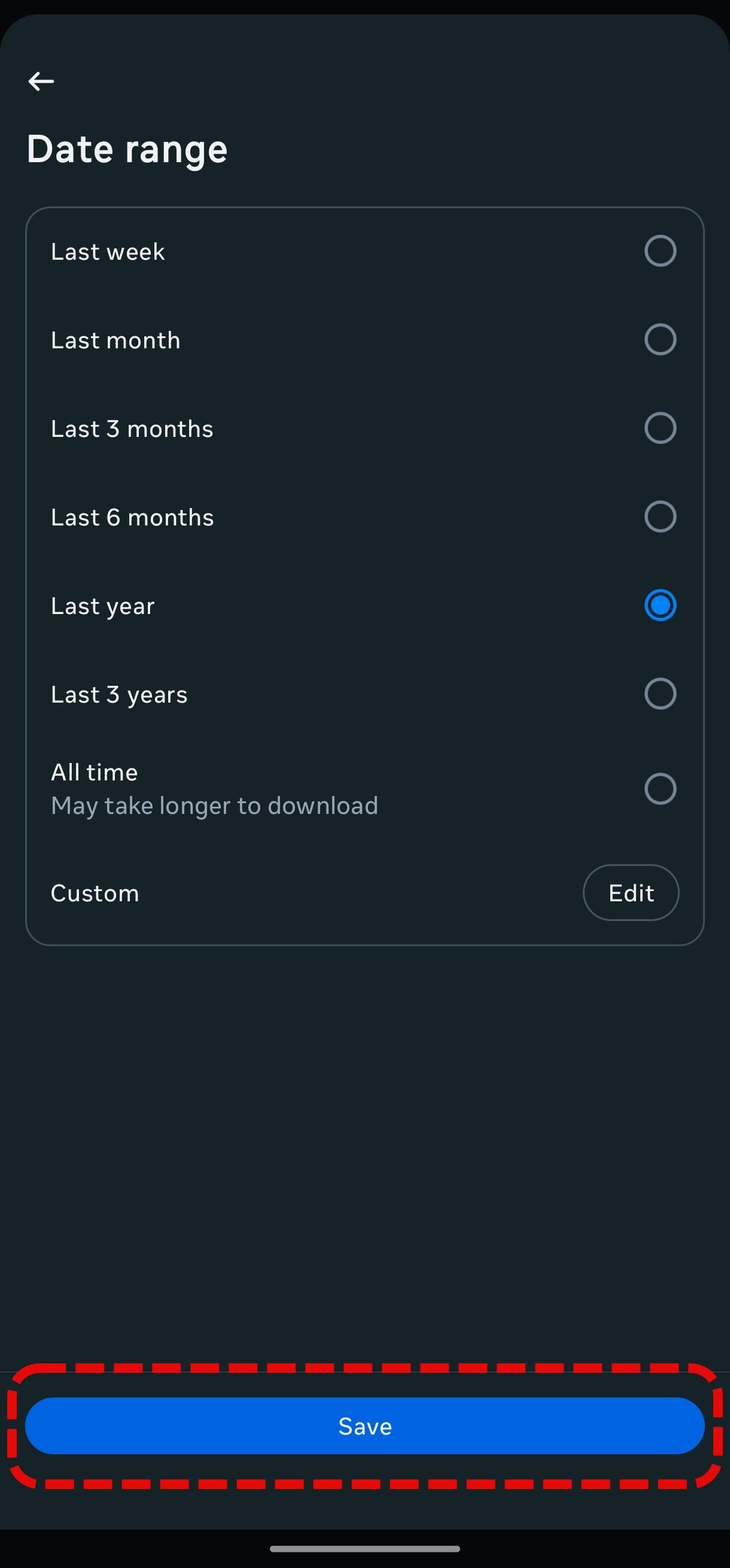Instagram account information choose range