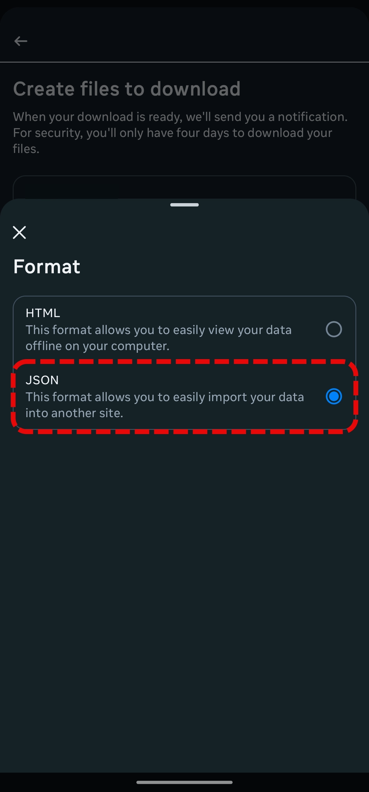 Instagram account information json format